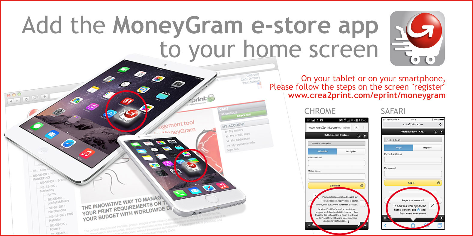 Add the Moneygram e-store web app Add the Moneygram e-store web app